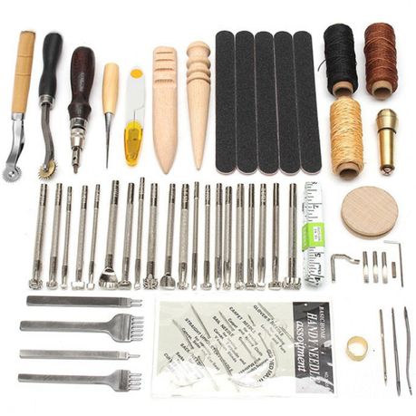 Craft 59 Piece Heavy Duty Leather Craft Stitching Groover Needle Tools Kit