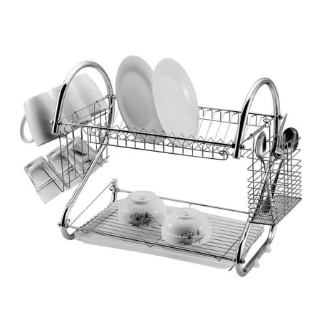 Dish Rack Double Layer - Silver