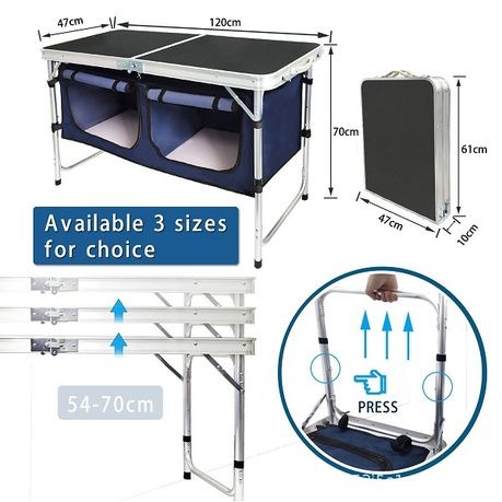 Double Folding Camping Kitchen Table with Storage Cupboards variant image 3