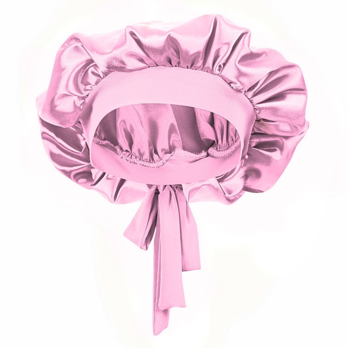 Elastic Band Satin Bonnet  - Pink
