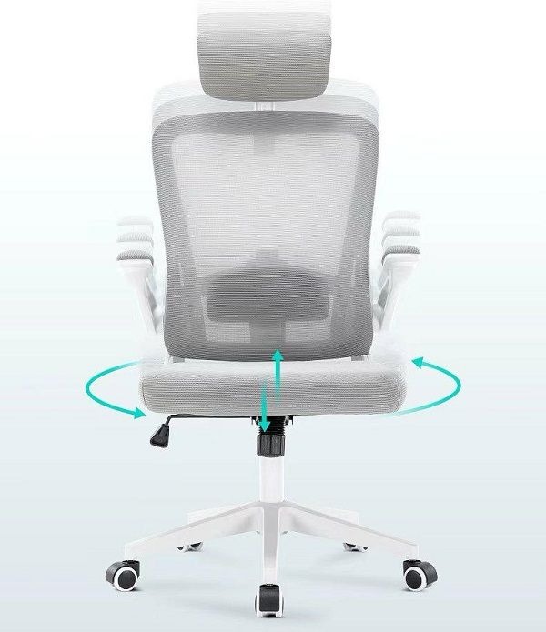 Ergonomic Swivel Office Desk Chair – Grey & White variant image 2