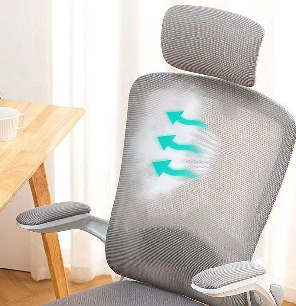 Ergonomic Swivel Office Desk Chair – Grey & White variant image 4