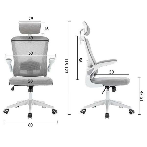 Ergonomic Swivel Office Desk Chair – Grey & White variant image 5