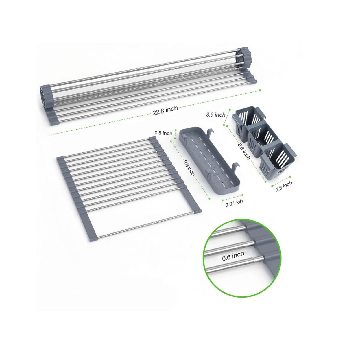 Expandable Roll-Up Dish Drying Rack for Kitchen Sink variant image 2