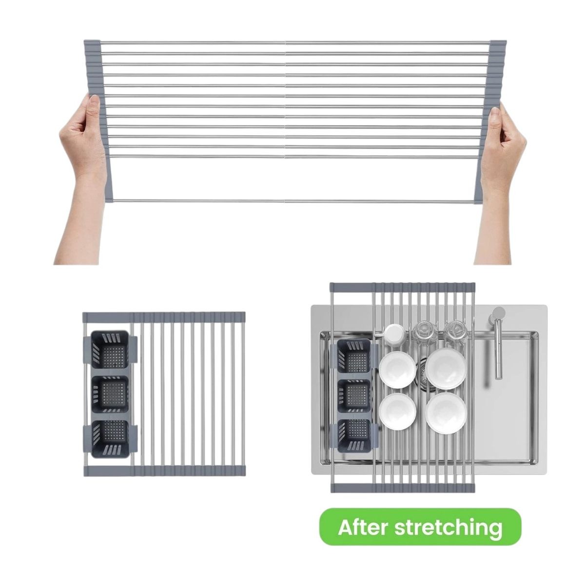 Expandable Roll-Up Dish Drying Rack for Kitchen Sink variant image 3