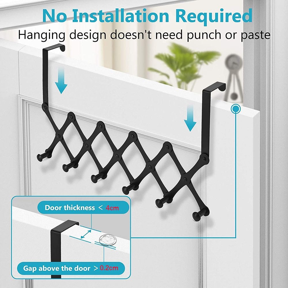 Flexible Over The Door Hanger Rack - 6 Hooks variant image 2