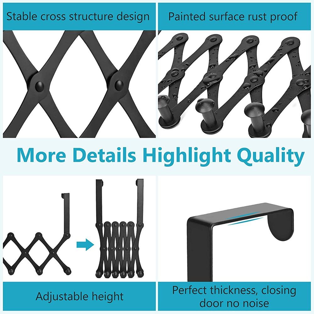 Flexible Over The Door Hanger Rack - 6 Hooks variant image 3