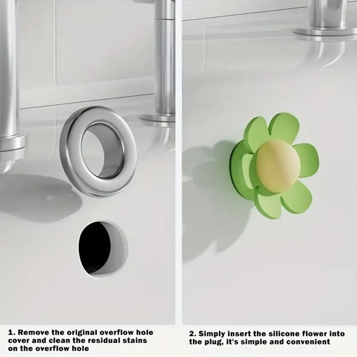 Flower Shaped Washbasin Hole Plug Set of 2 variant image 5