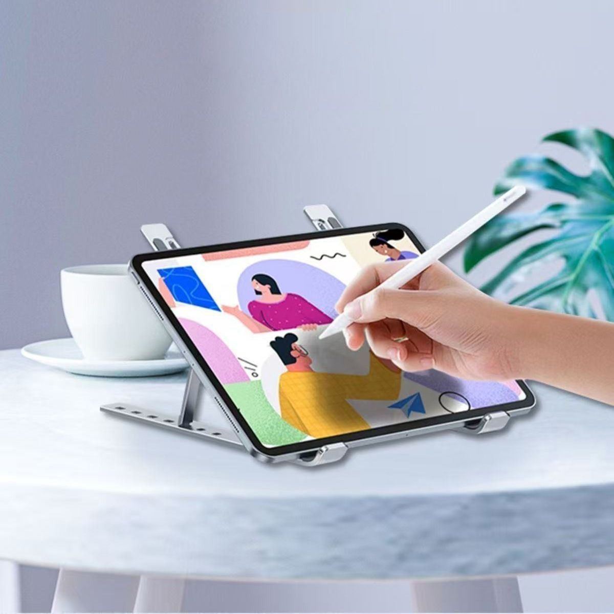 Foldable Adjustable Laptop Stand for Desk - Silver variant image 2