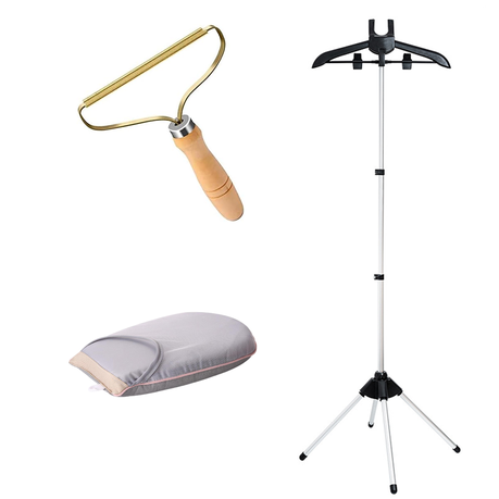 Foldable Garment Steamer Rack with Ironing Glove & Lint Remover - Combo Pack