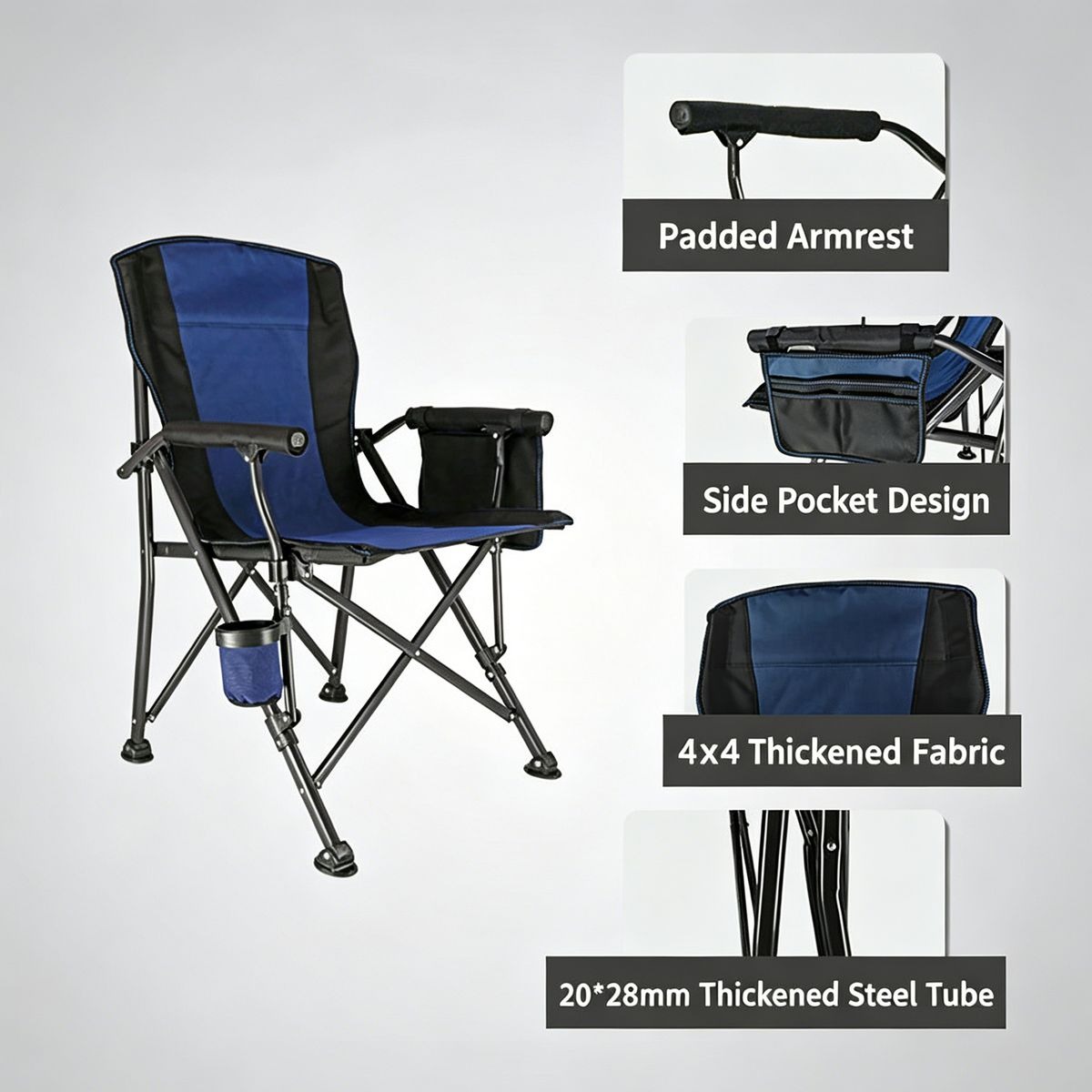 Folding Camping Chair with Cup Holder - Blue variant image 3