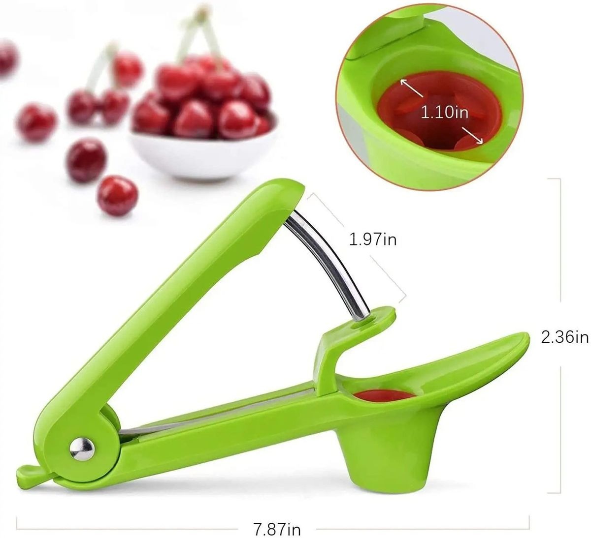 Fruit Pitter Tool for Cherries and Olives – Green Color variant image 3