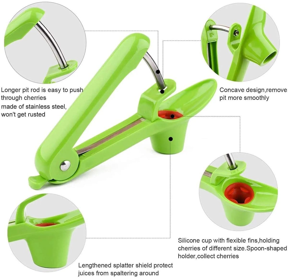 Fruit Pitter Tool for Cherries and Olives – Green Color variant image 4