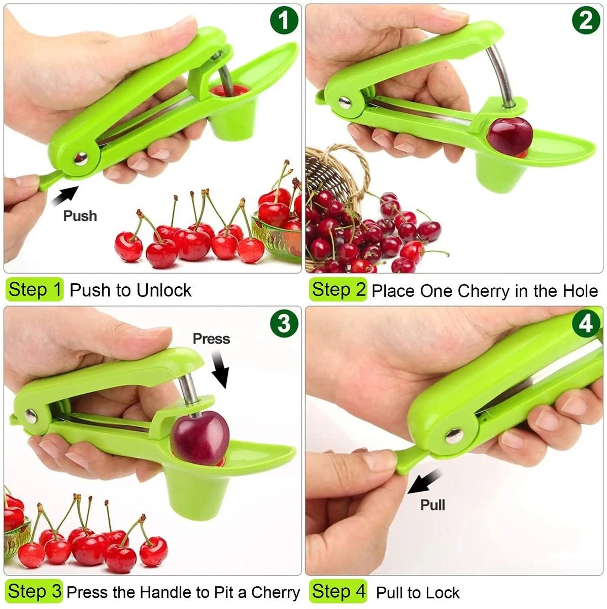 Fruit Pitter Tool for Cherries and Olives – Green Color variant image 5