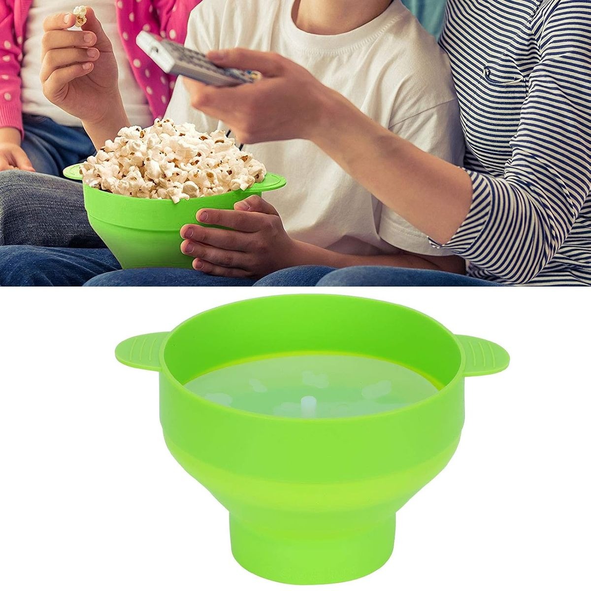 Green Collapsible Silicone Microwave Popcorn Maker Bowl variant image 2