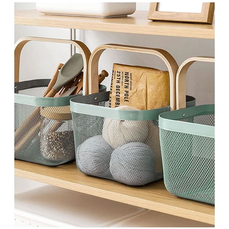 Green Metal Mesh Storage Basket – Multi-Purpose Home Organiser variant image 3