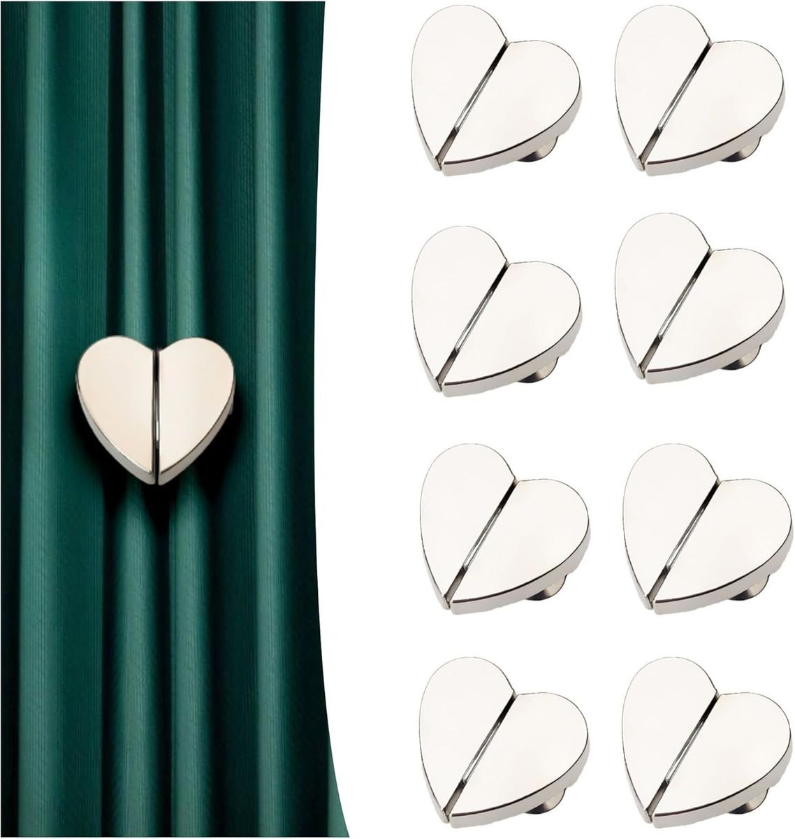 Heart-Shaped Magnetic Curtain Tiebacks – 8 Piece Set variant image 2