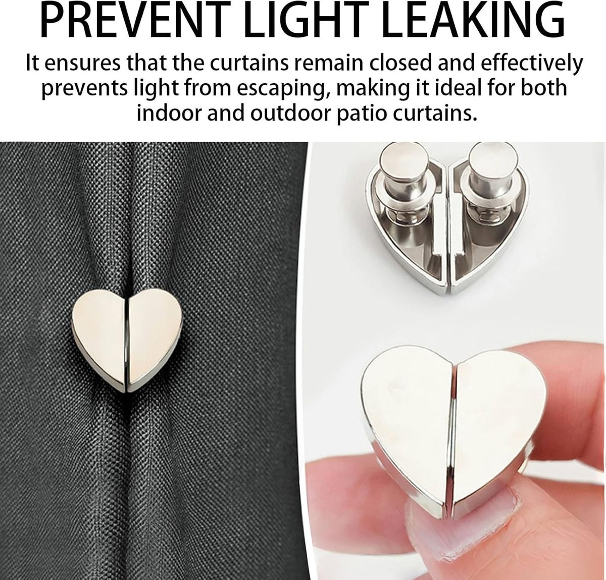Heart-Shaped Magnetic Curtain Tiebacks – 8 Piece Set variant image 3