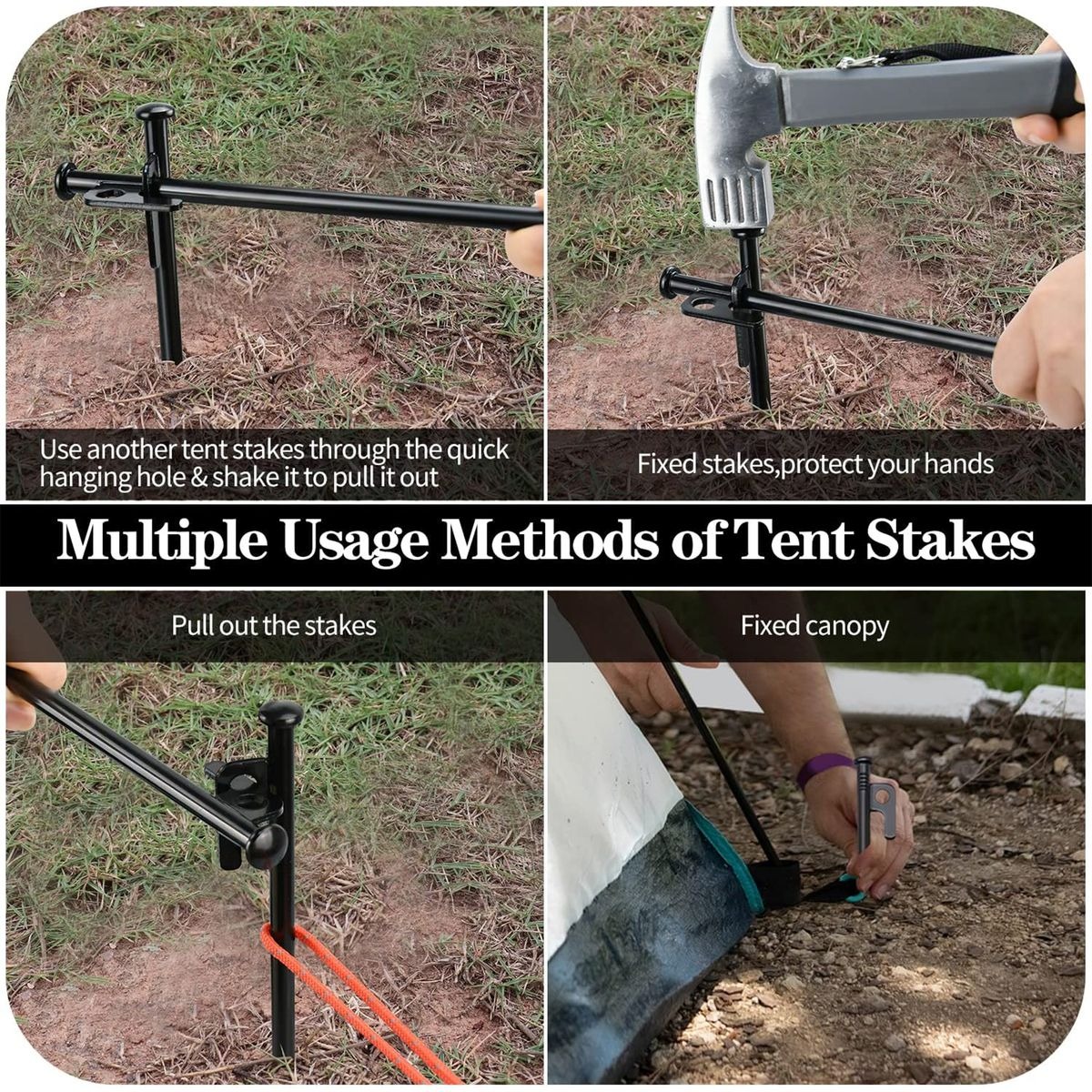 Heavy Duty 30cm Tent Pegs (8 Pack) with Carry Pouch variant image 2
