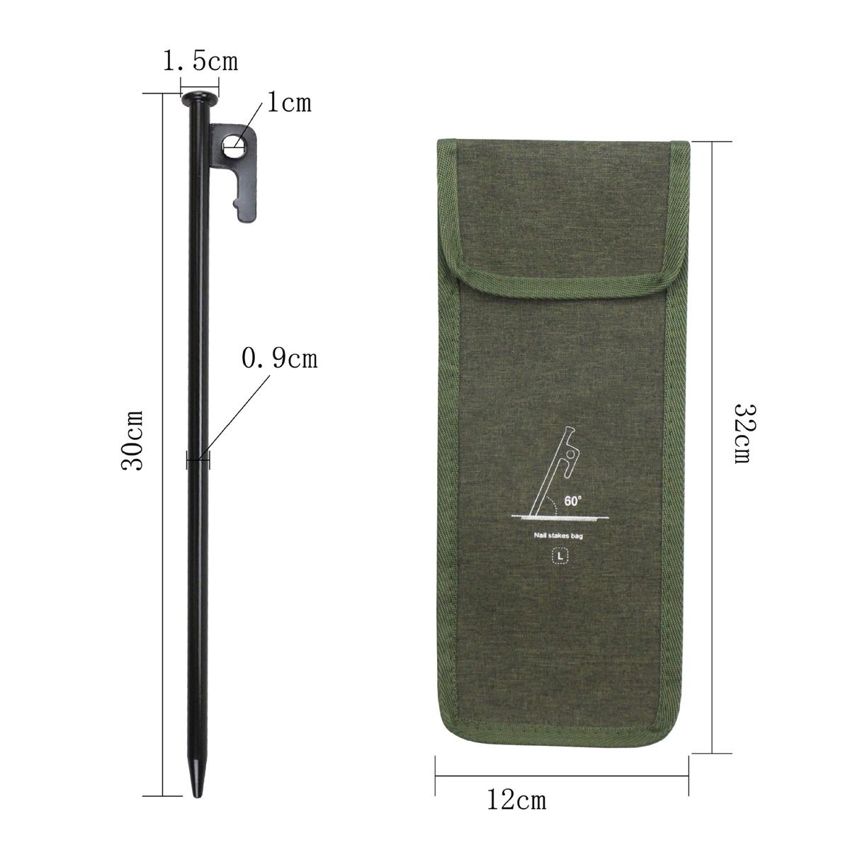 Heavy Duty 30cm Tent Pegs (8 Pack) with Carry Pouch variant image 4