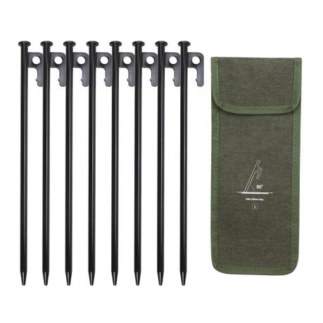 Heavy Duty 30cm Tent Pegs (8 Pack) with Carry Pouch