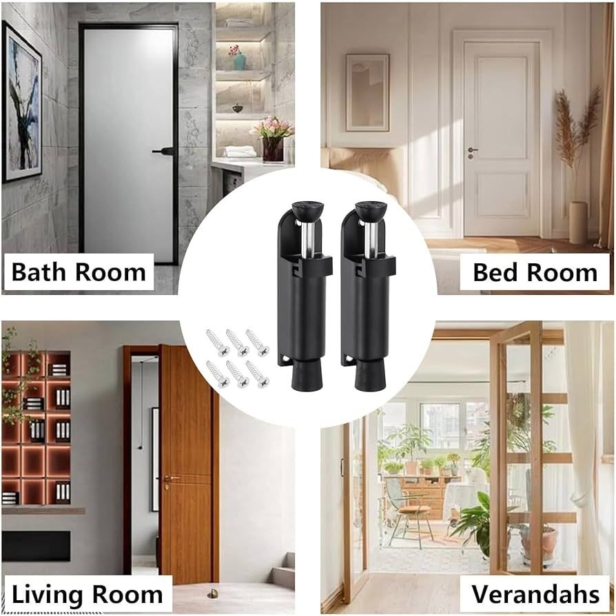 Heavy-Duty Adjustable Door Stopper with Floor Lock – Black variant image 2