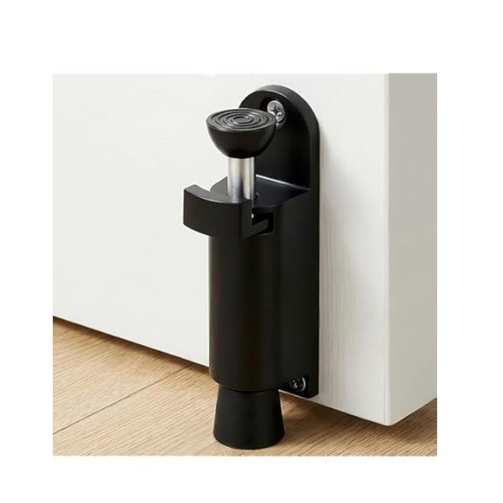 Heavy-Duty Adjustable Door Stopper with Floor Lock – Black variant image 3