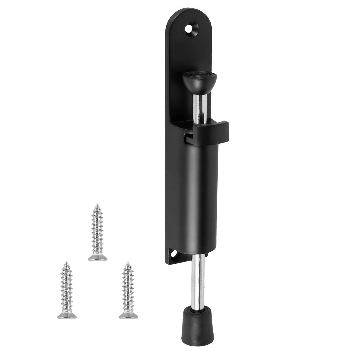 Heavy-Duty Adjustable Door Stopper with Floor Lock – Black