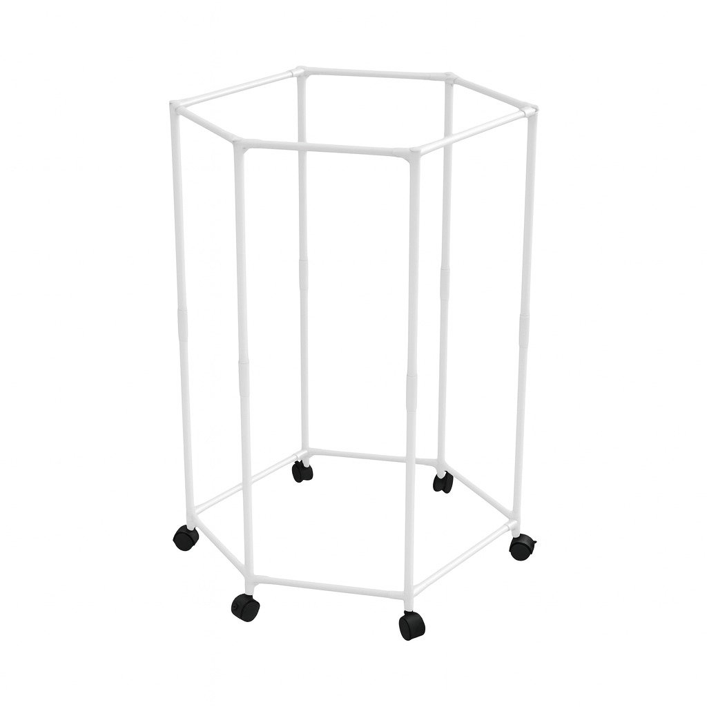 Hexagonal Space-Saving Clothes Rail with Wheels - White