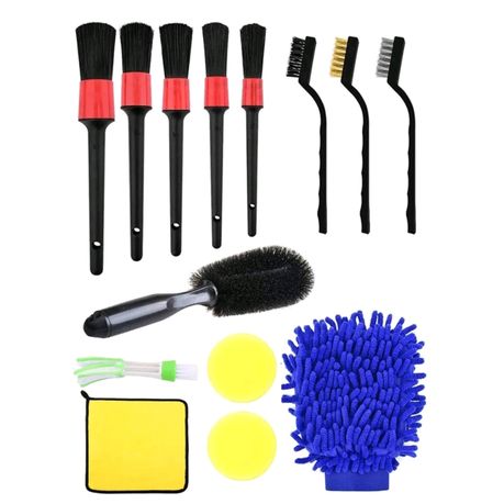 Interior/Exterior Car Cleaning Brushes Tool Kit - 16 Piece