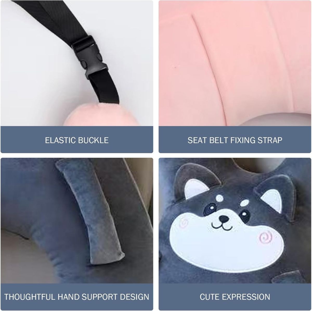 Kids Car Seat Cushion with Ergonomic Head Support Pillow - Grey variant image 5