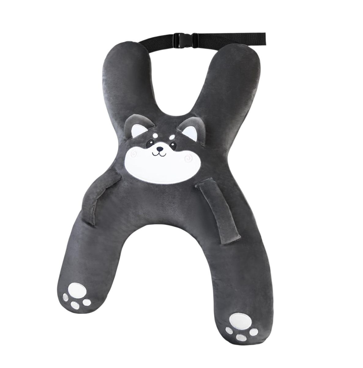 Kids Car Seat Cushion with Ergonomic Head Support Pillow - Grey