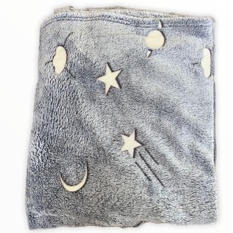 Magic Glow in The Dark Blanket Throw with Star Sky Objects