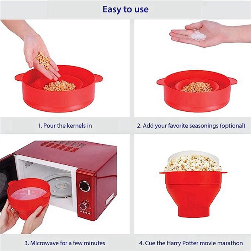 Microwave Silicone Popcorn Maker with Lid variant image 4