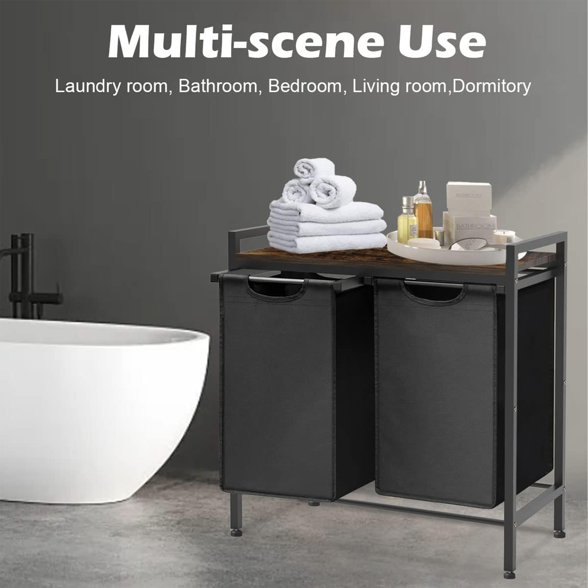 Modern Laundry Basket Removable Folding Portable Storage with Two Removable Bags variant image 5