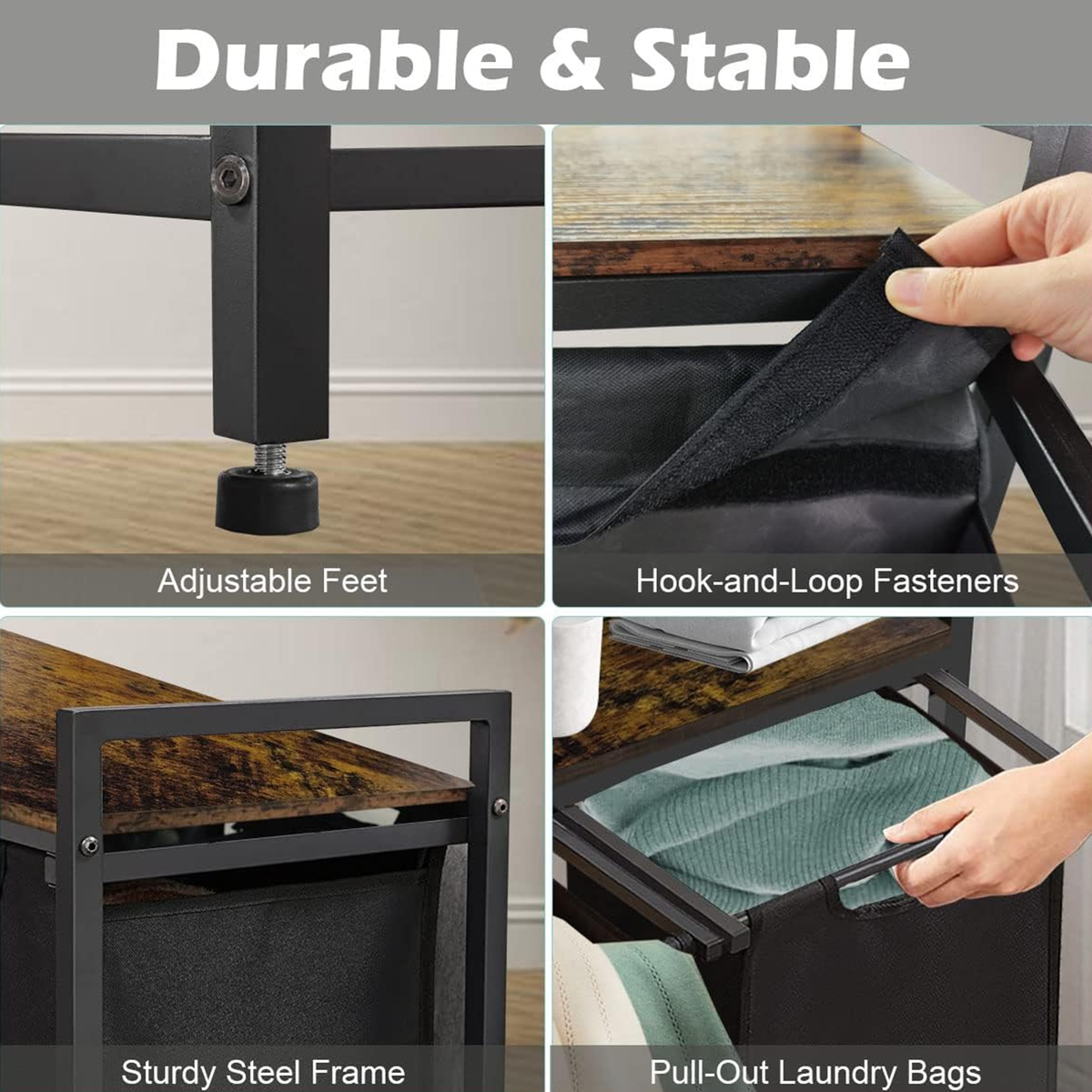 Modern Laundry Basket Removable Folding Portable Storage with Two Removable Bags variant image 6