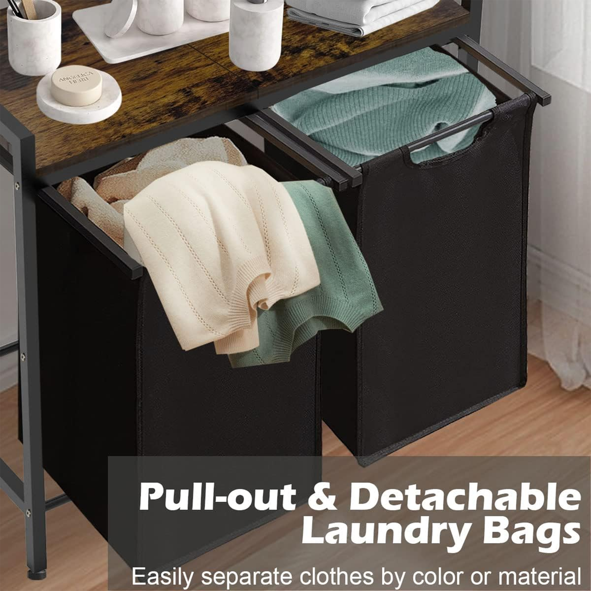 Modern Laundry Basket Removable Folding Portable Storage with Two Removable Bags variant image 7