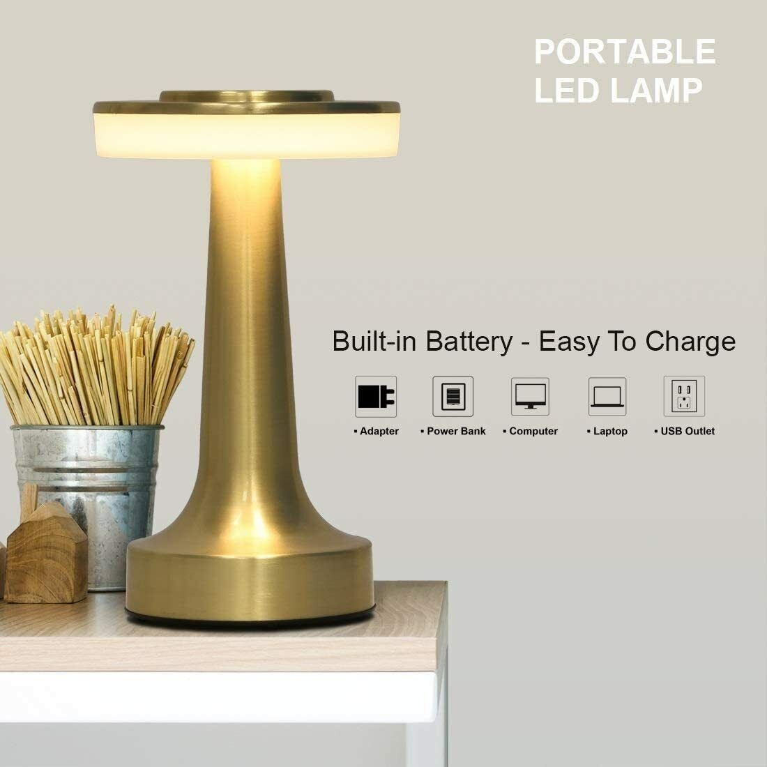 Modern Metal LED Desk Lamp - Gold variant image 4