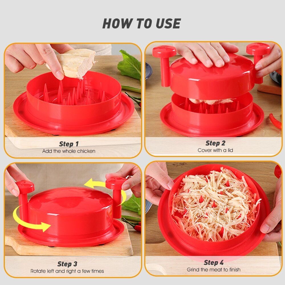 Multi-Purpose Meat Shredder Kitchen Tool - Red variant image 2