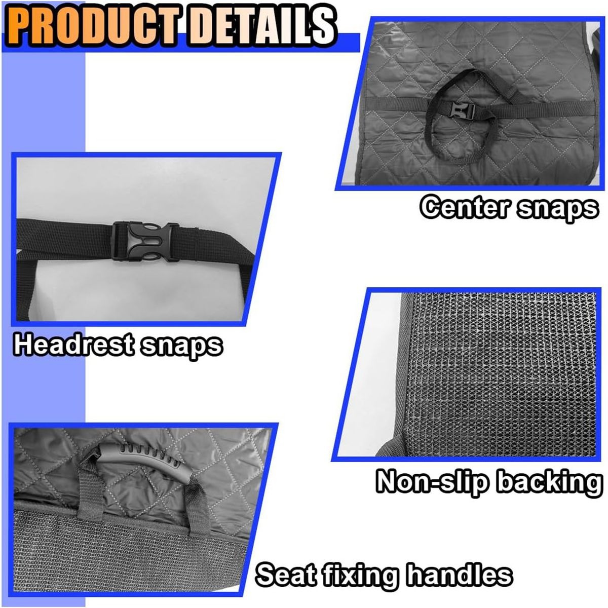 Non-Slip Waterproof Pet Front Seat Protector - Grey variant image 4