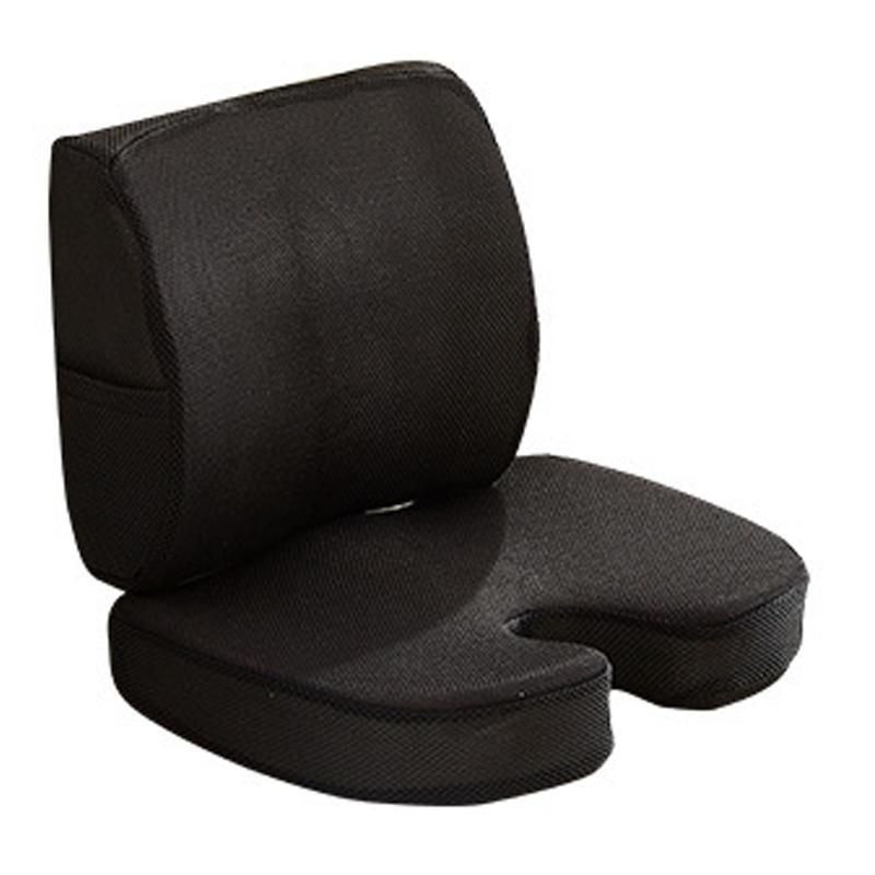 Office Chair Back Support Cushion & Seat Pad – Lower Back Comfort, Black