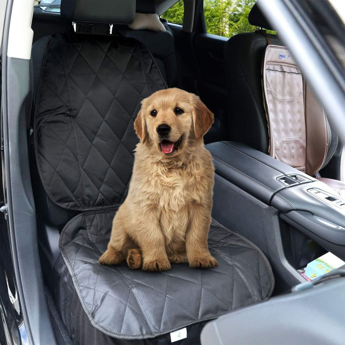 Pet Front Car Seat Protector with Non-Slip Backing - Black variant image 2