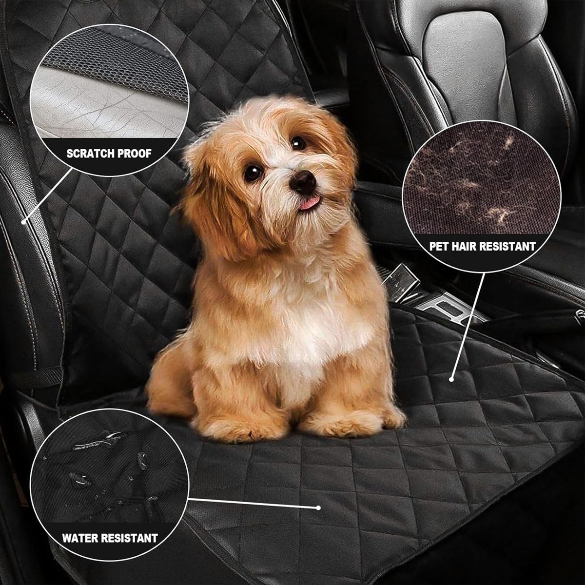 Pet Front Car Seat Protector with Non-Slip Backing - Black variant image 3