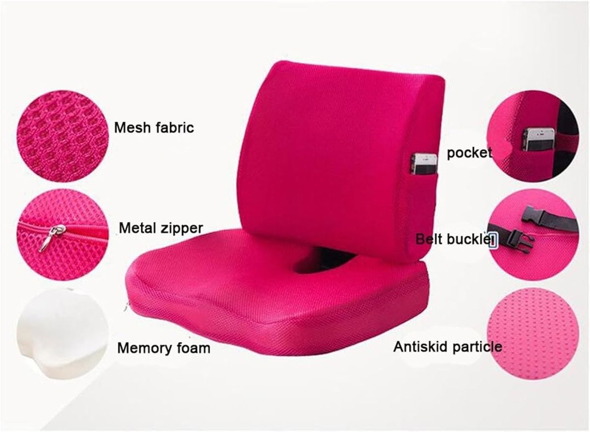 Pink Memory Foam Seat Cushion and Lumbar Support Pillow variant image 2