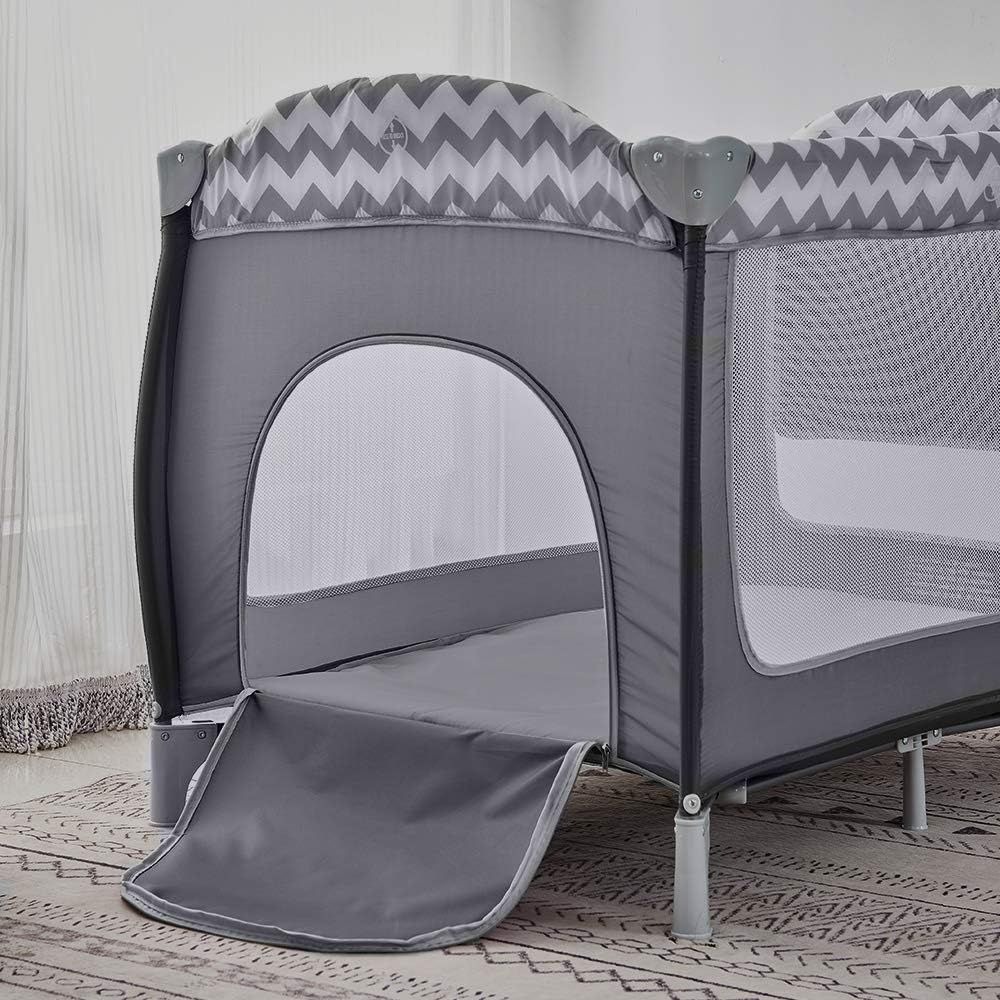 Portable Foldable Baby Travel Cot with Wheels – Grey variant image 2