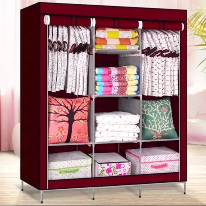 Portable Non-Woven Fabric Wardrobe Storage Organizer Clothes Hanging Closet variant image 2