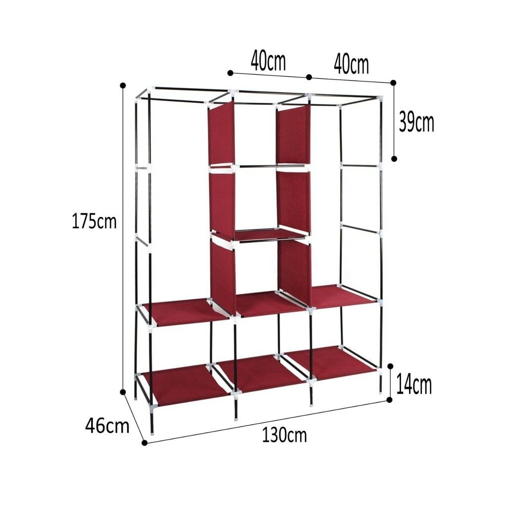 Portable Non-Woven Fabric Wardrobe Storage Organizer Clothes Hanging Closet variant image 4