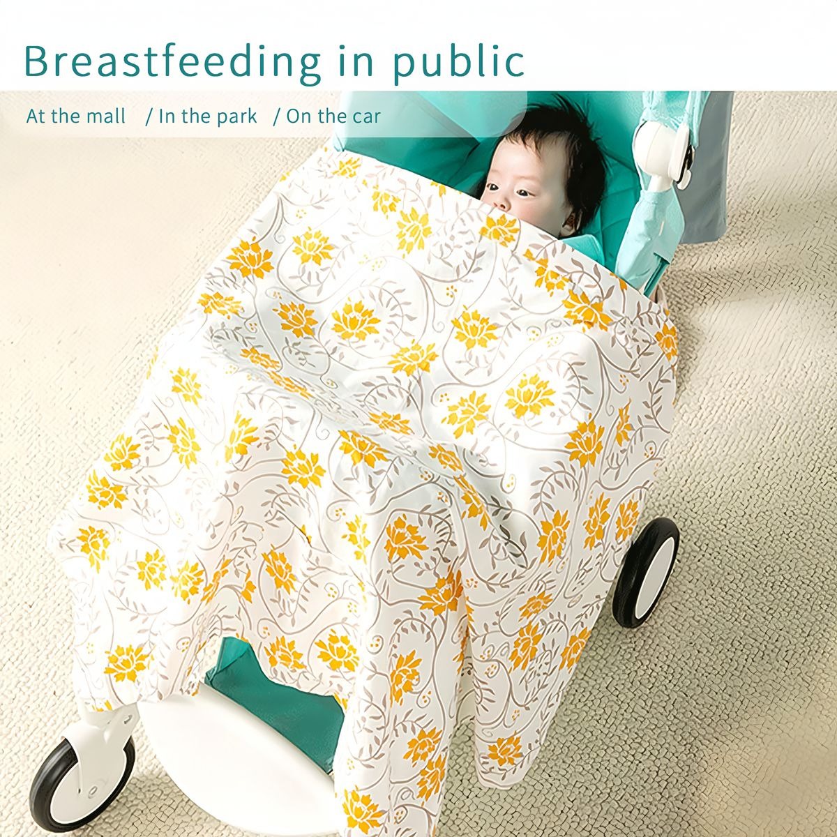 Portable Nursing Cover with Adjustable Neck Strap - Yellow variant image 2