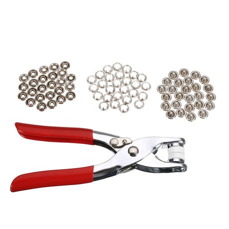 RC-6 Set of 100 Ring Press Studs and Snap Popper Fasteners with Prong Plier