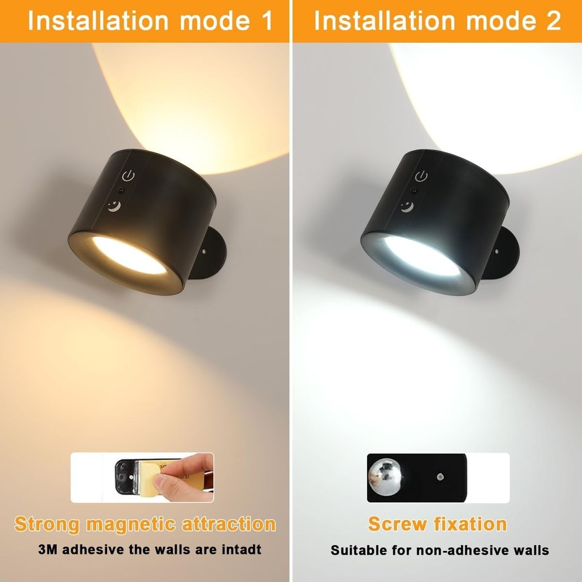 Rechargeable 3 Color Temperatures Adjustable Wall Lamp variant image 4